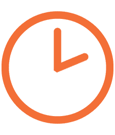 Orange clock icon showing 2pm
